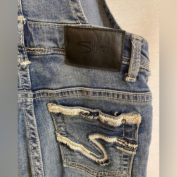 Silver Jeans Co.  Nisha Denim Overalls Med Wash Girls 7 - Picture 10 of 11